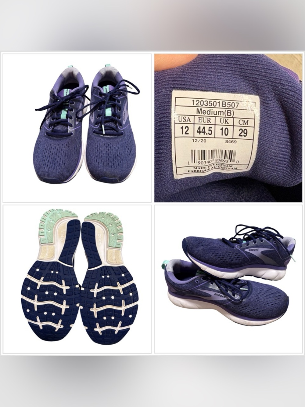 Women’s Brooks Transmit 3 US 12 EUR 44.5 Purple White Run Trainers Shoes Sneaker